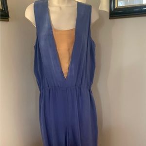 SISLEY Womens Ladies Junior Girls Blue Tan Long Pants Jumpsuit Romper Size S